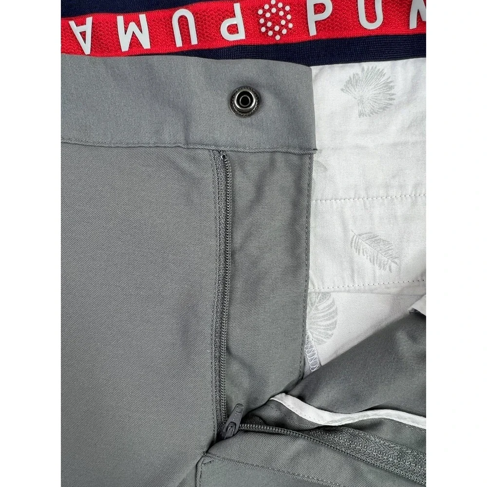Puma Pants Mens 32x32 Gray Golf Khakis Zip Pocket Twill Straight 577975-06
